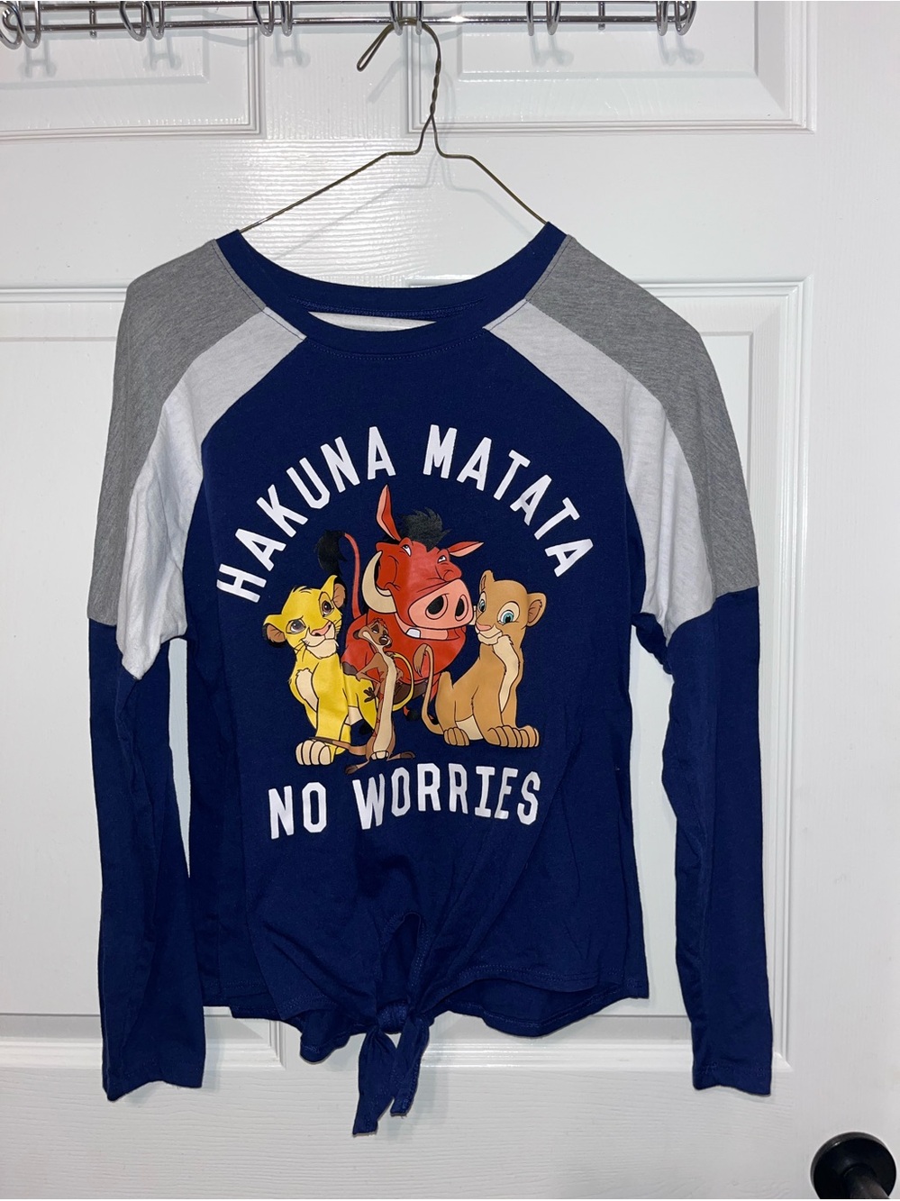 Navy 'Hakuna Matata' Tie-Front Long Sleeve Top